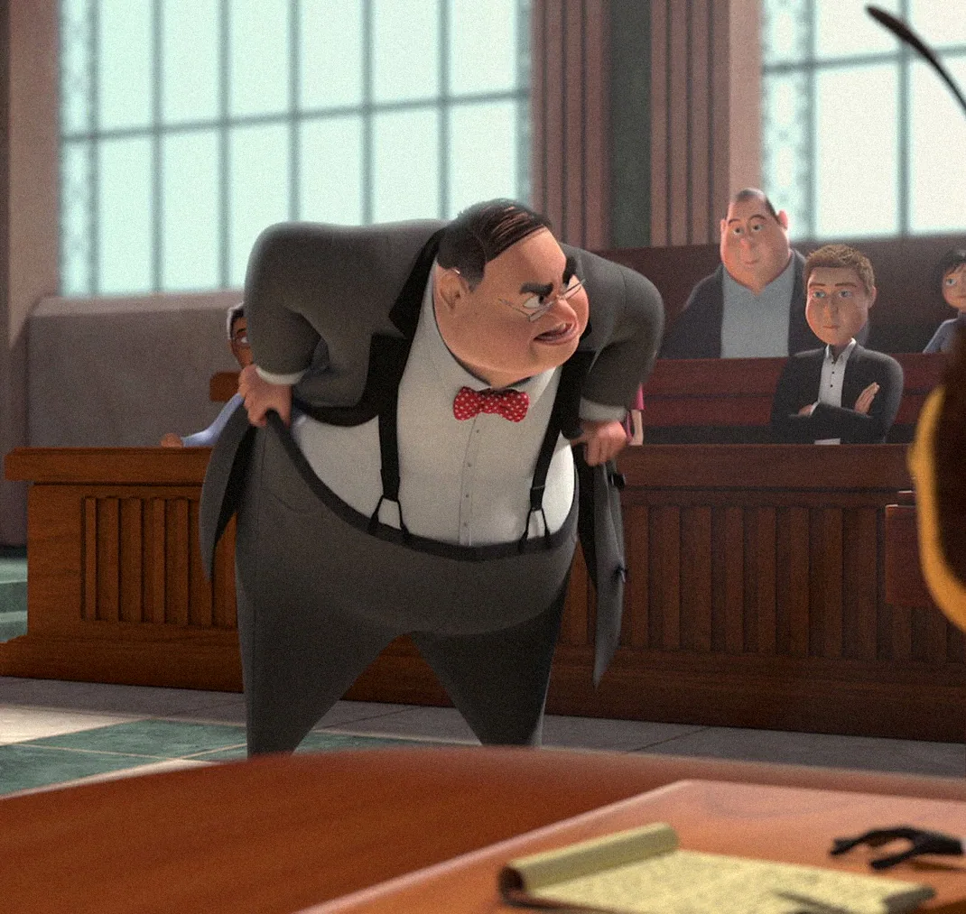 Bee Movie lawyer — Bee Movie. Shot cloth simulation.