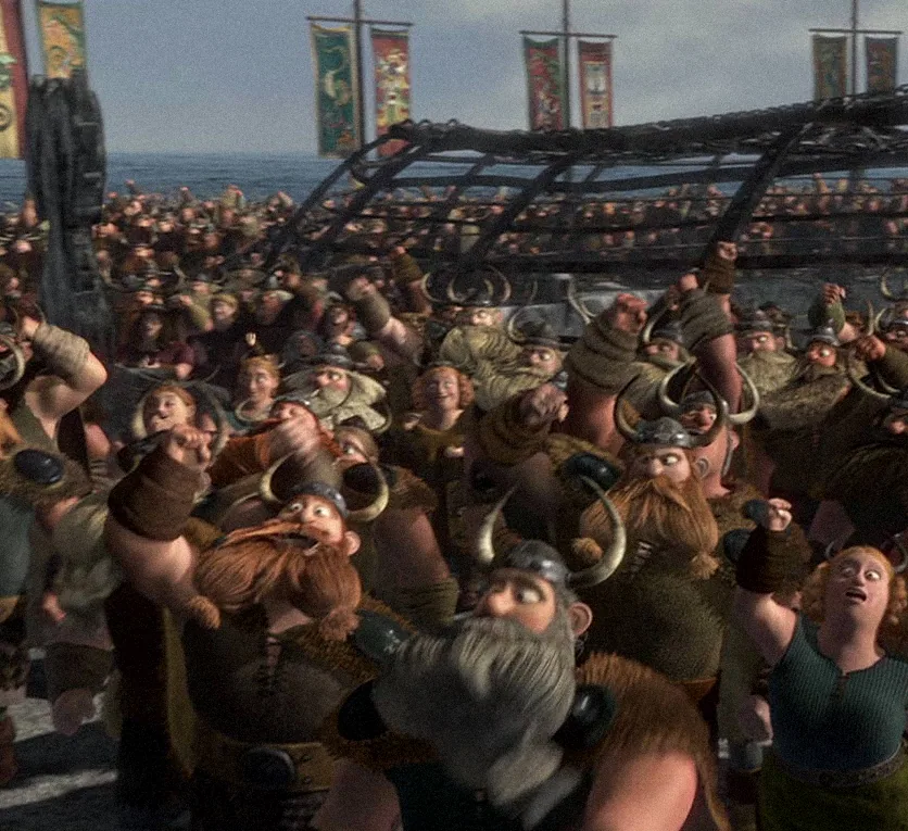 Berk crowds — How to Train Your Dragon. Simulation rigs.